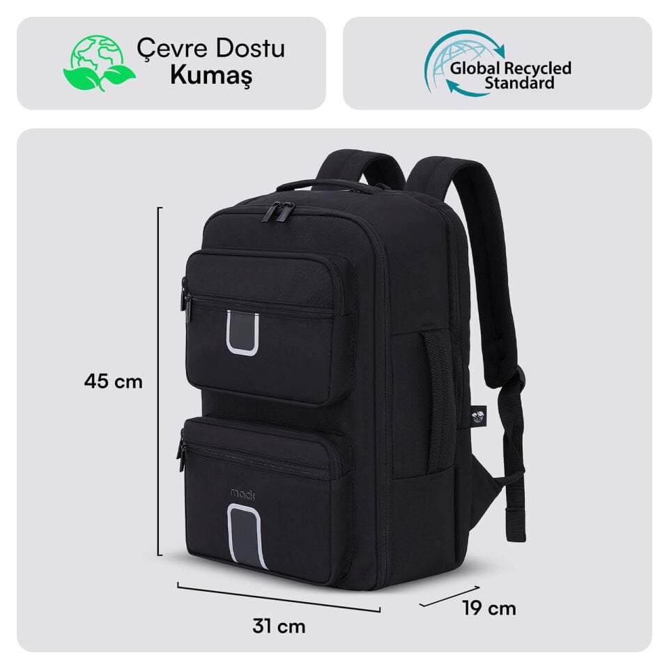 MACK MCE-1206 16 EXPLOR Lite 22 Litre Eco Seyahat Sırt Çantası Siyah