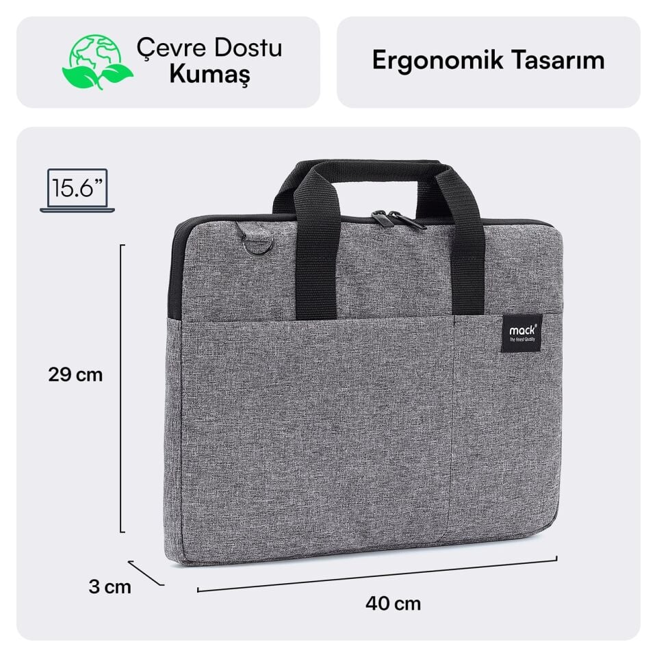 MACK MCC-704 15.6 City Fit Eco Notebook Çantası Gri
