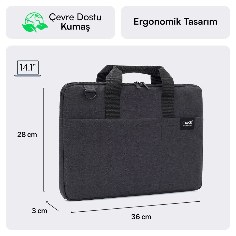 MACK MCC-701 14.1 City Fit Eco Notebook Çantası Siyah