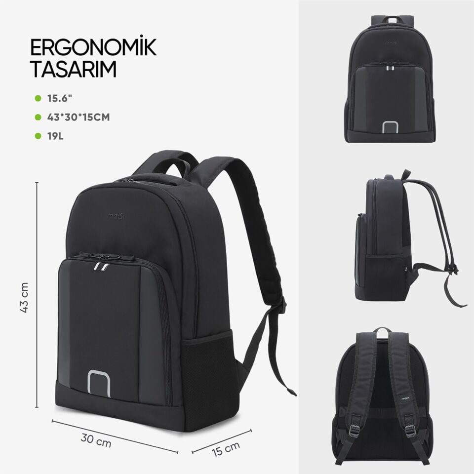MACK MCE-1201 15.6 LUNA Eco Notebook Sırt Çantası Siyah