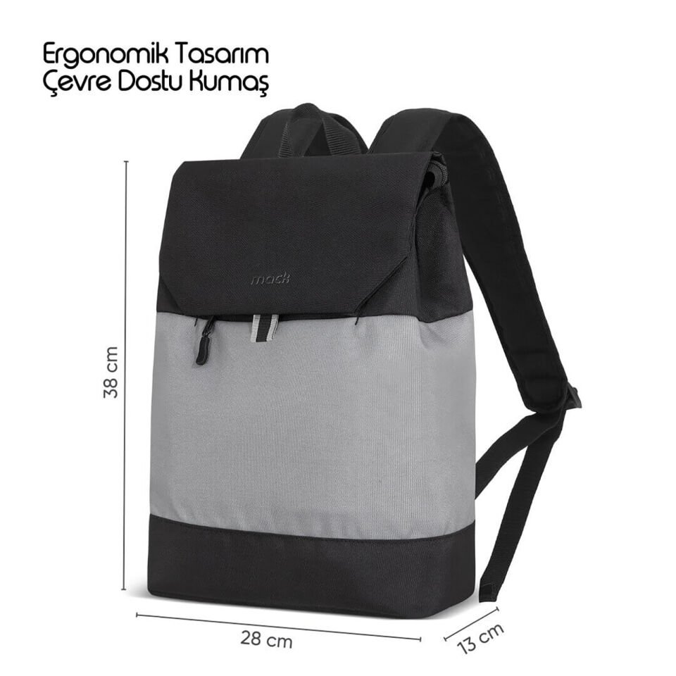 MACK MCE-1301 14.1 ZEN Eco Günlük Sırt Çantası Siyah Gri