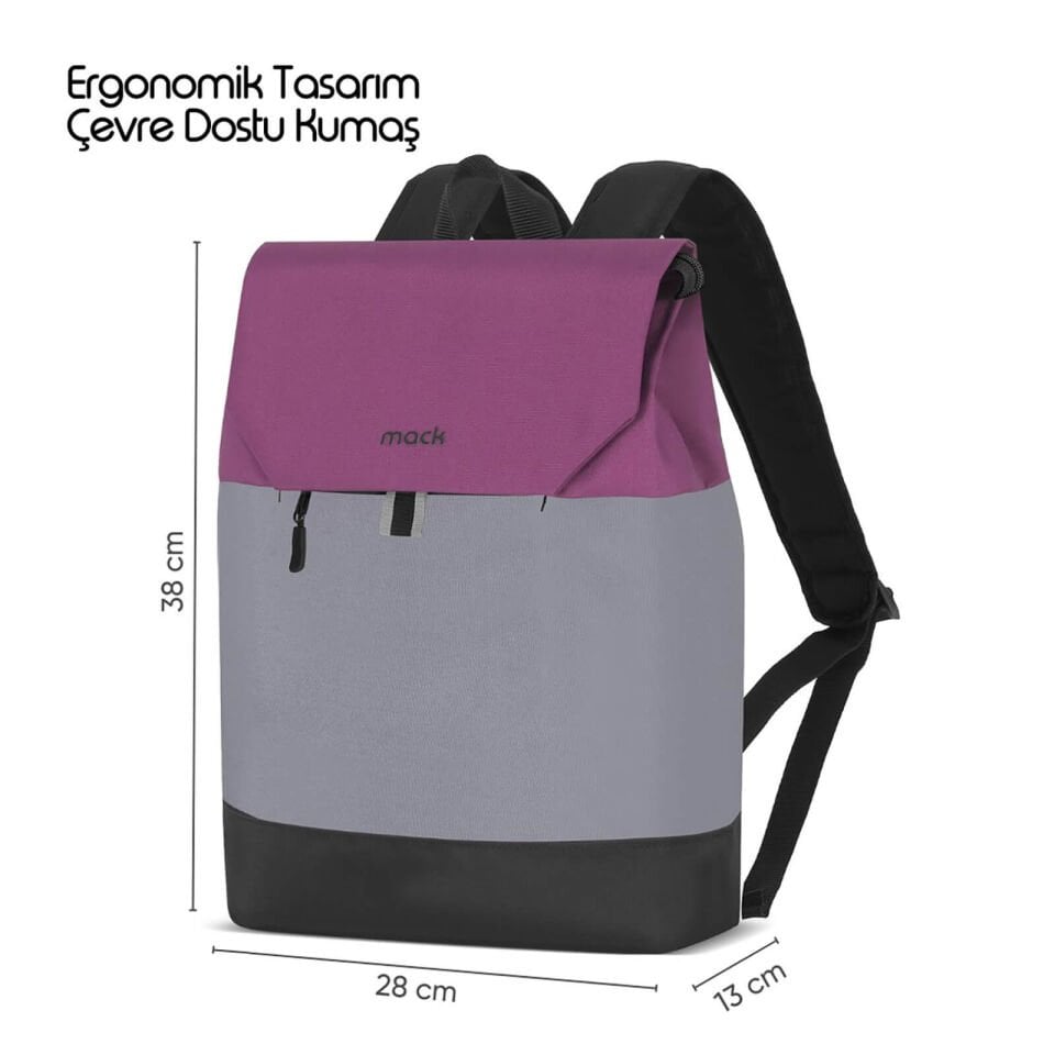 MACK MCE-1303 14.1 ZEN Eco Günlük Sırt Çantası Bordo Gri
