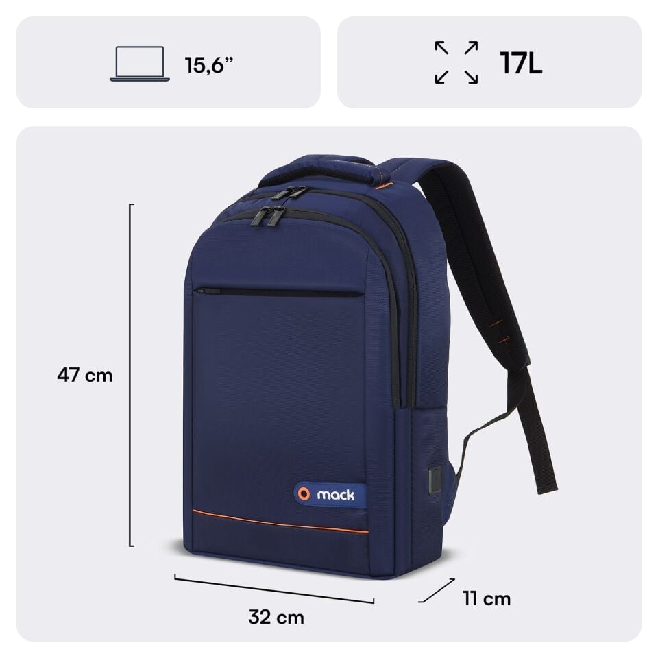 MACK MCC-006BL 15.6 OFFICE Notebook Sırt Çantası Lacivert