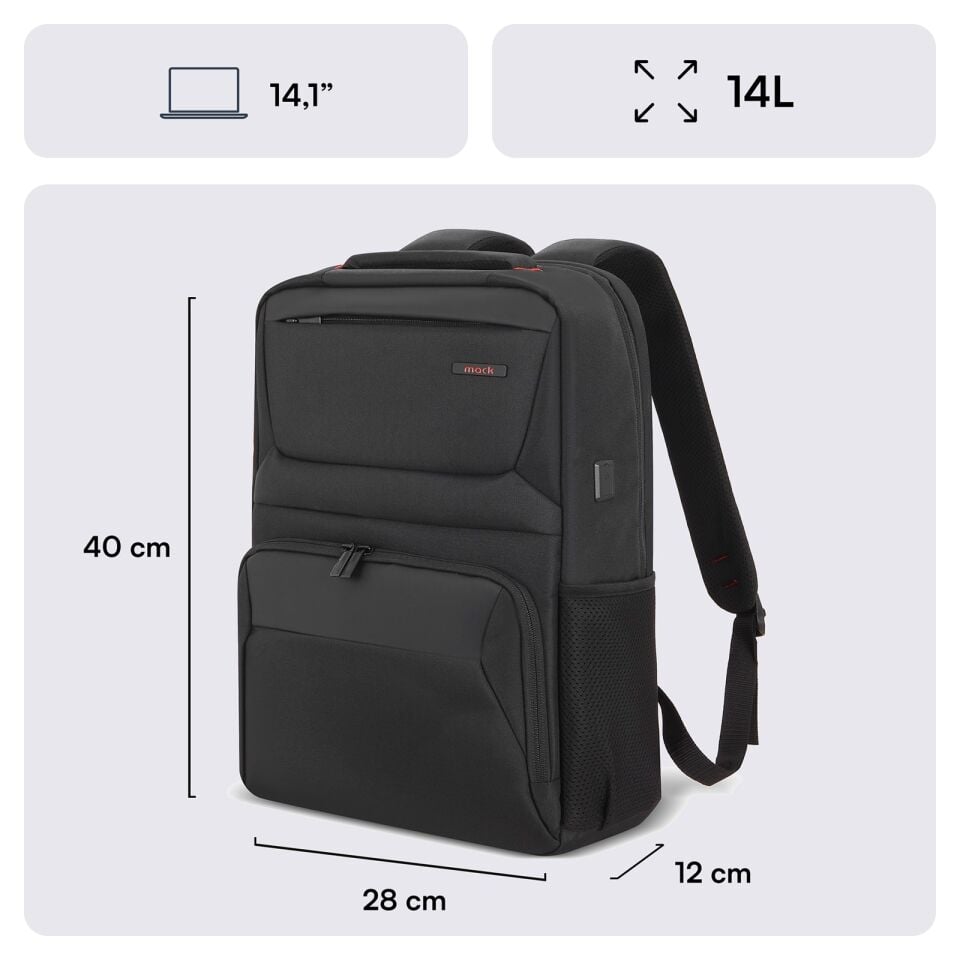 MACK MCC-804 14.1 Business X Notebook Sırt Çantası Siyah