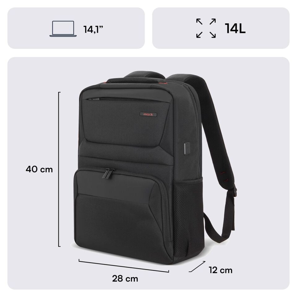 MACK MCC-804 14.1 Business X Notebook Sırt Çantası Siyah