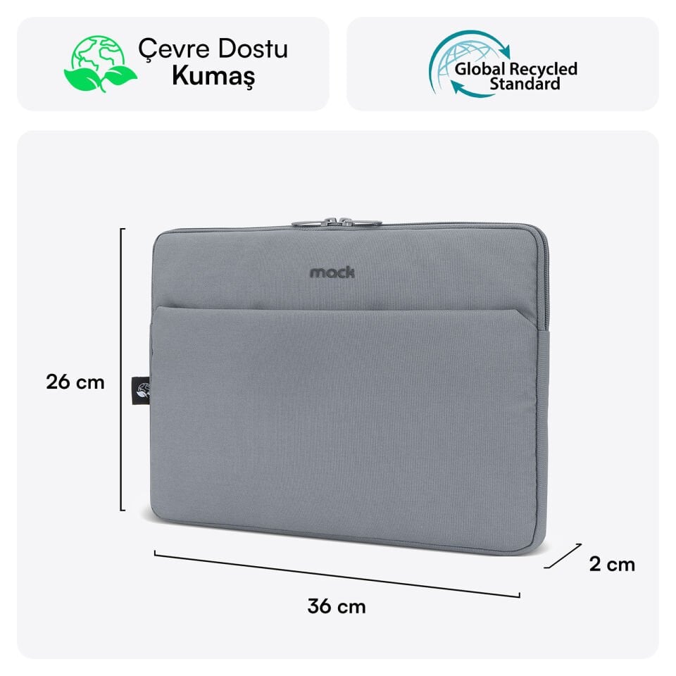MACK MCE-1502 14.1 NOVA Eco Notebook Sleeve Gri
