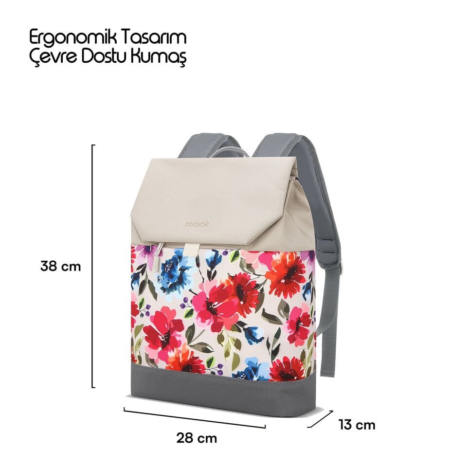 MACK MCE-1306 14.1 ZEN Eco Günlük Sırt Çantası Bej Çiçekli