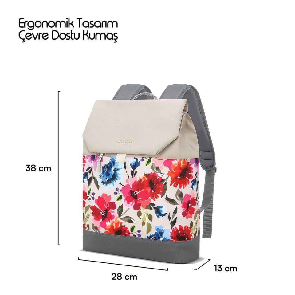 MACK MCE-1306 14.1 ZEN Eco Günlük Sırt Çantası Bej Çiçekli
