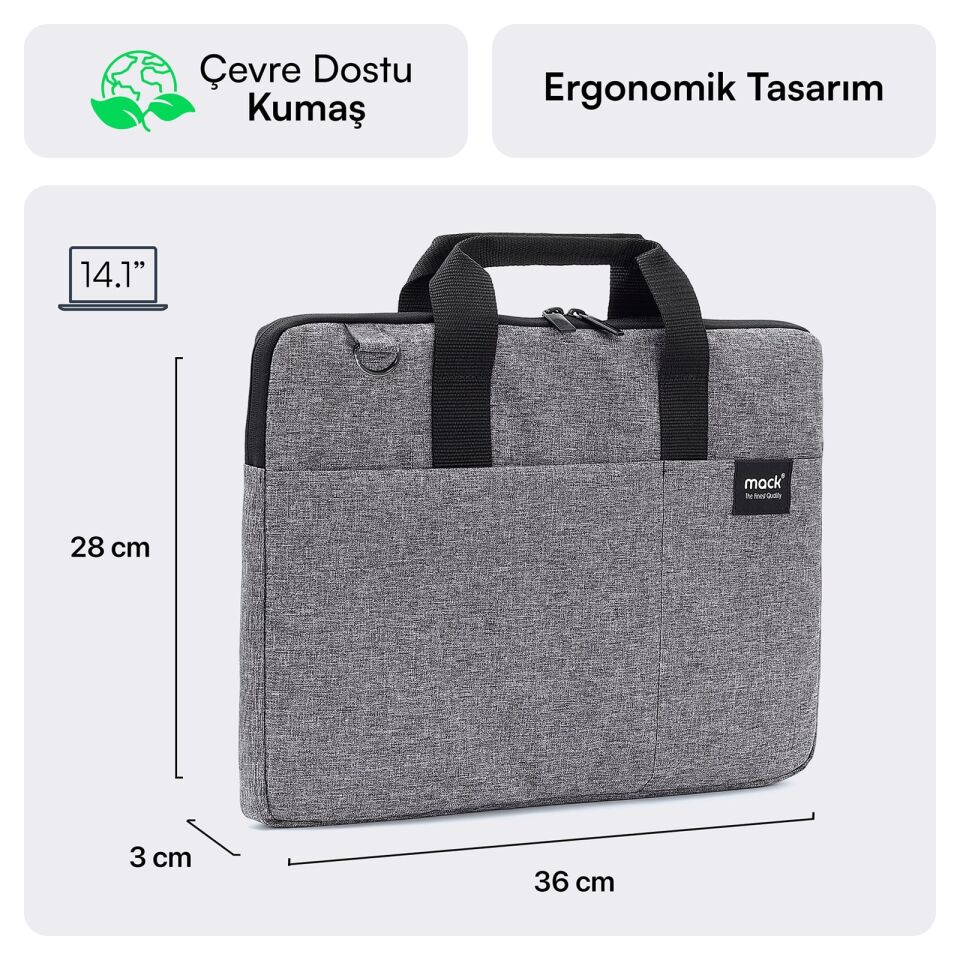MACK MCC-702 14.1 City Fit Eco Notebook Çantası Gri