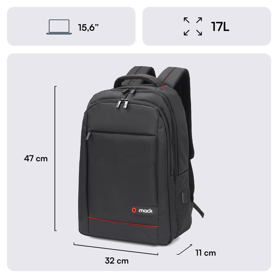 MACK MCC-006 15.6 OFFICE Notebook Sırt Çantası Siyah
