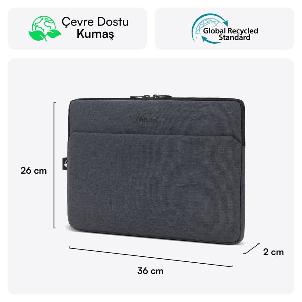 MACK MCE-1504 14.1 NOVA Eco Notebook Sleeve Antrasit