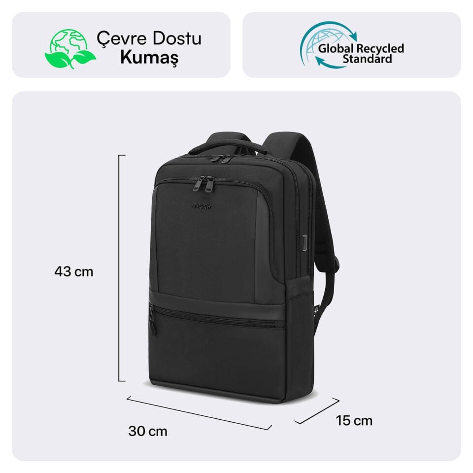 MACK MCE-1212 16 OFFICE Pro-3 Eco Notebook Sırt Çantası Siyah